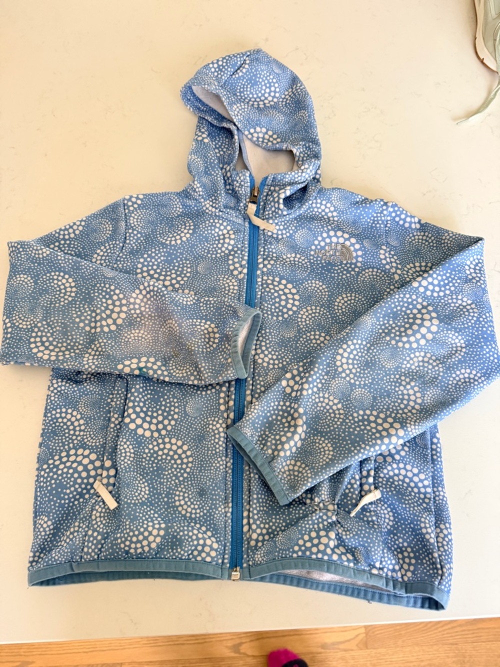 The North Face Kids Light Blue Dot-Pattern Hooded Fleece Jacket